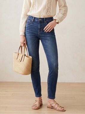 J.Crew 9" High-Rise Dark Wash Toothpick Skinny Denim